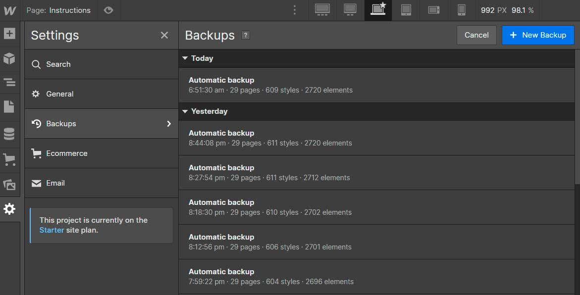 Backups Instructions - Growfy Webflow Template